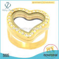 Oro diseño corazón forma anillos de joyería de acero inoxidable para las mujeres, joyas de cristal de oro joyas